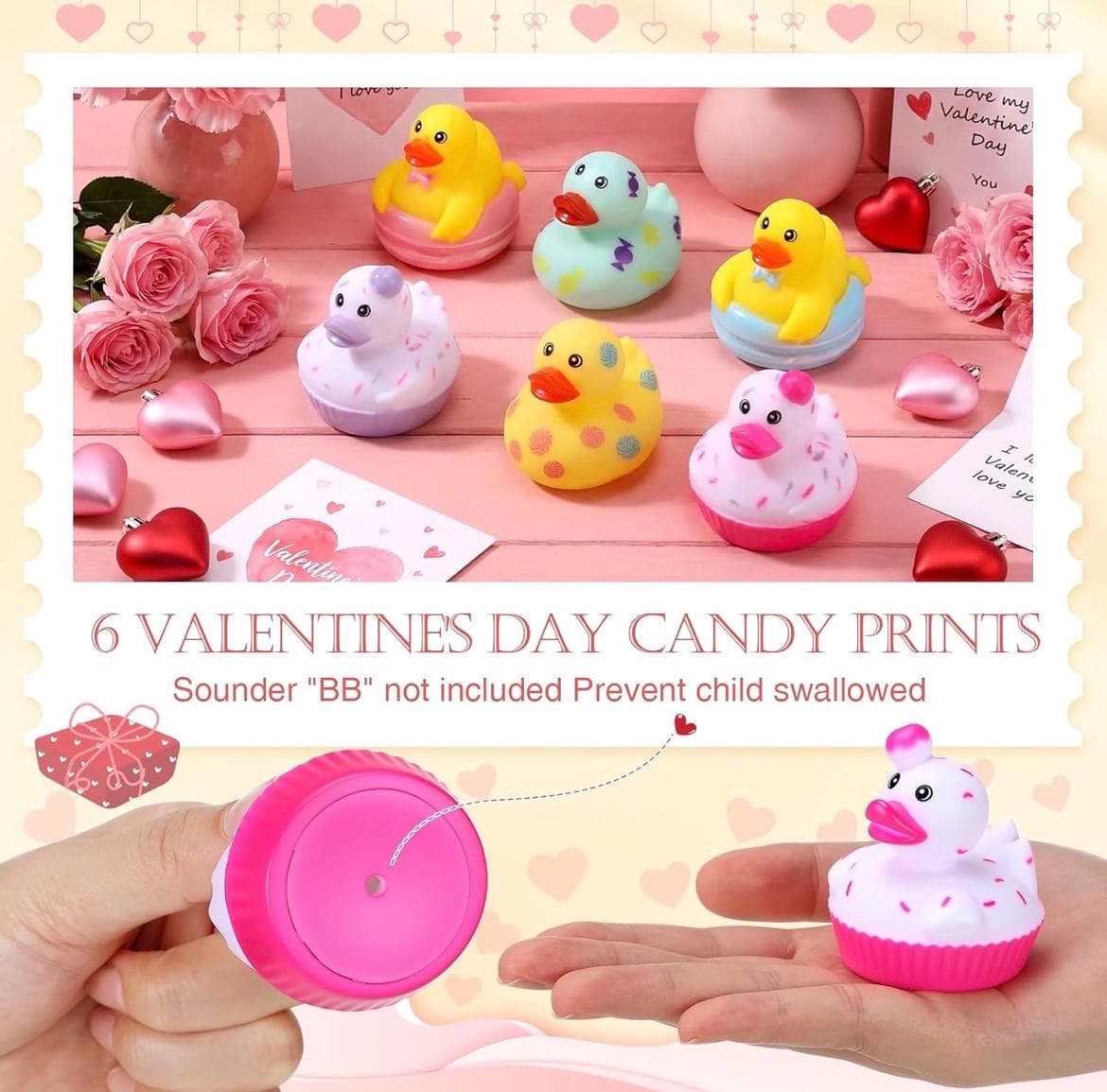 6pc Sweet Treats Rubber Duck Set, 2 Inch Candy & Cupcake Ducks, Cruise Ducks, Jeep Ducks, Dessert Theme Rubber Duck Party Favors - Thumbnail 4