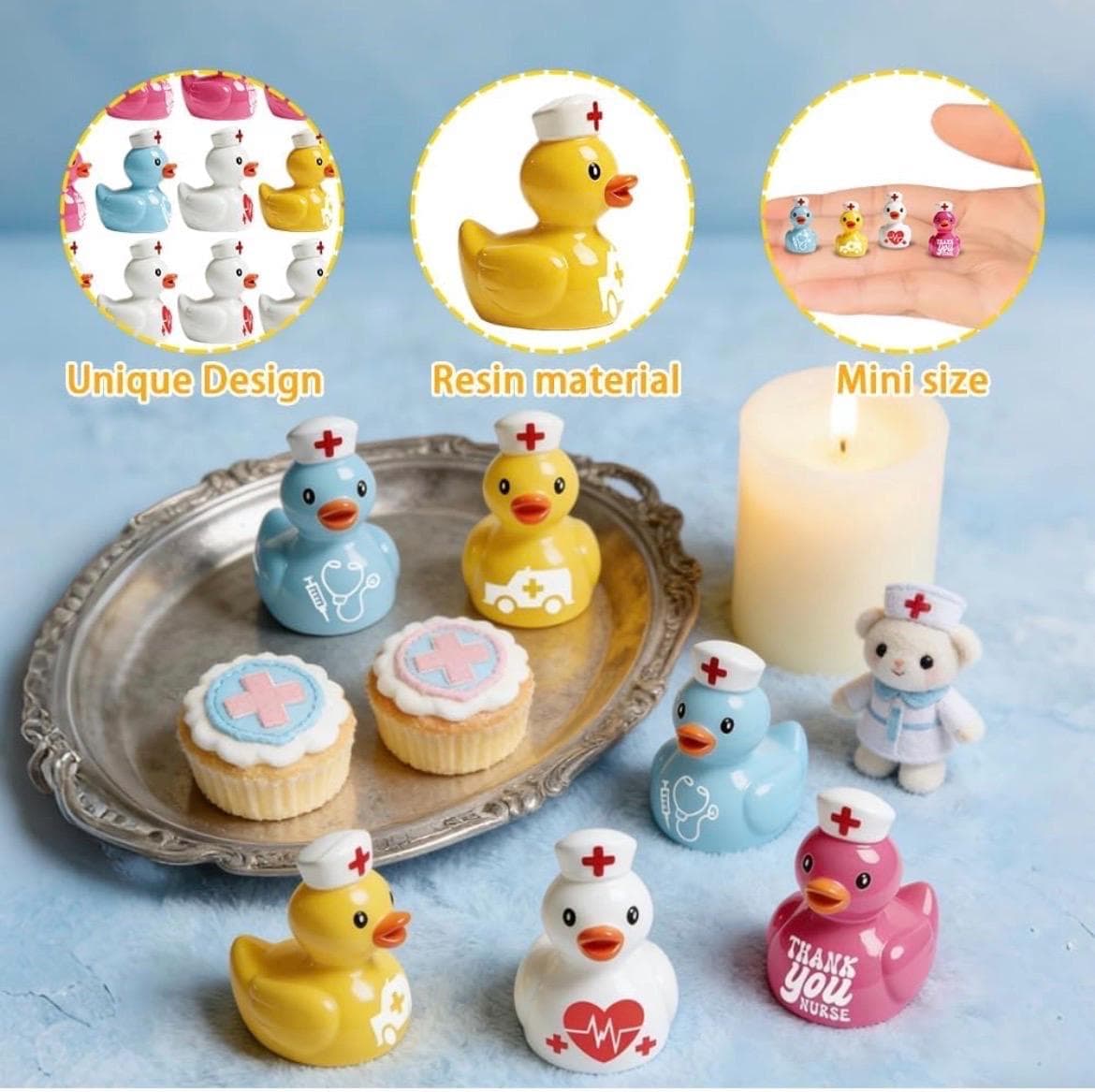 8pc Colorful Nurse Ducks Set, Mini Resin Nurse Duck Figurines, Nurse Appreciation Gift, Cruise Ducks, Jeep Ducks, Desk Decor - Thumbnail 7