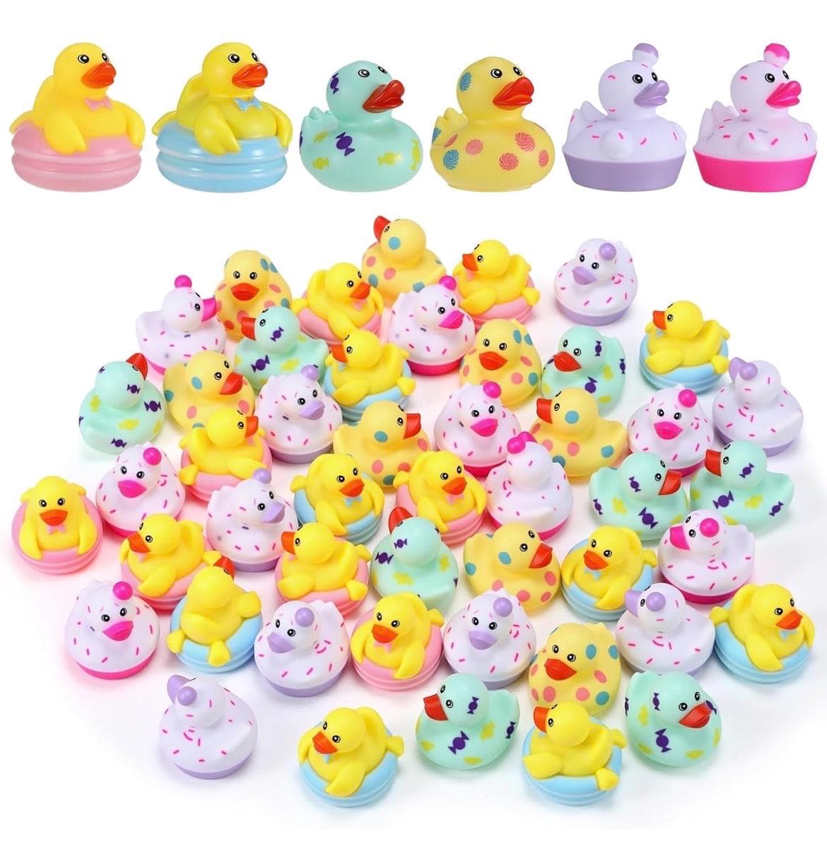 6pc Sweet Treats Rubber Duck Set, 2 Inch Candy & Cupcake Ducks, Cruise Ducks, Jeep Ducks, Dessert Theme Rubber Duck Party Favors - Thumbnail 3