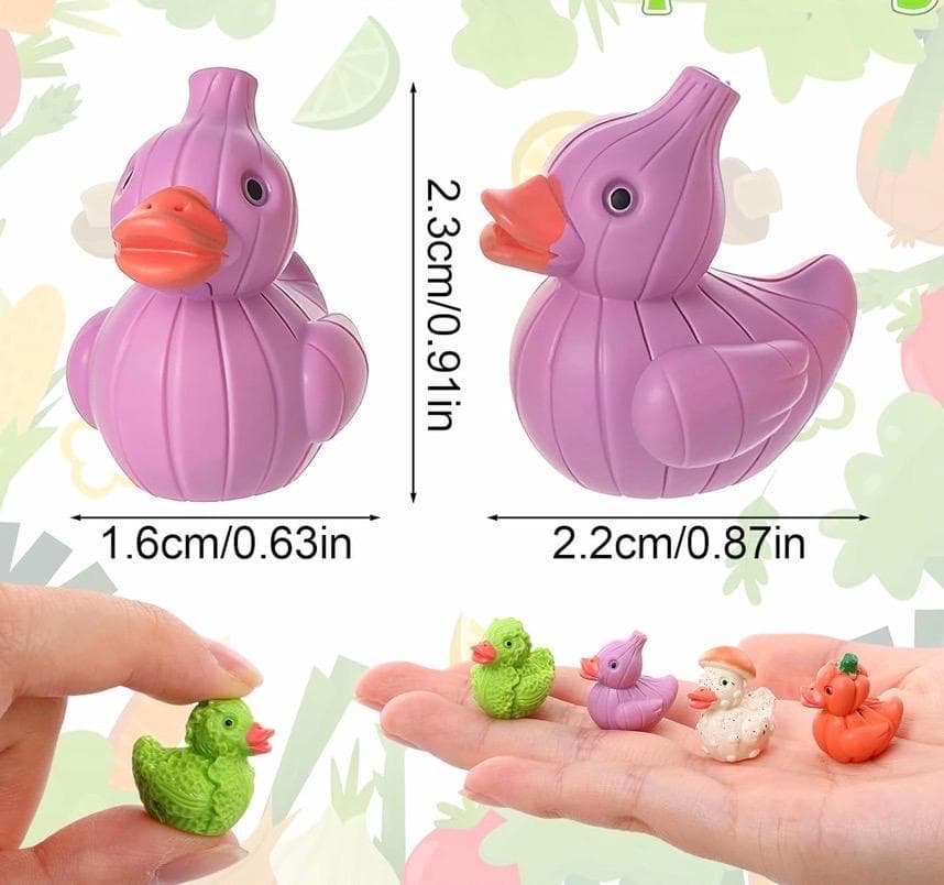 Set of 8 Vegetable Ducks – Mini Resin Garden Ducks (Cruise, Jeep) - Thumbnail 3