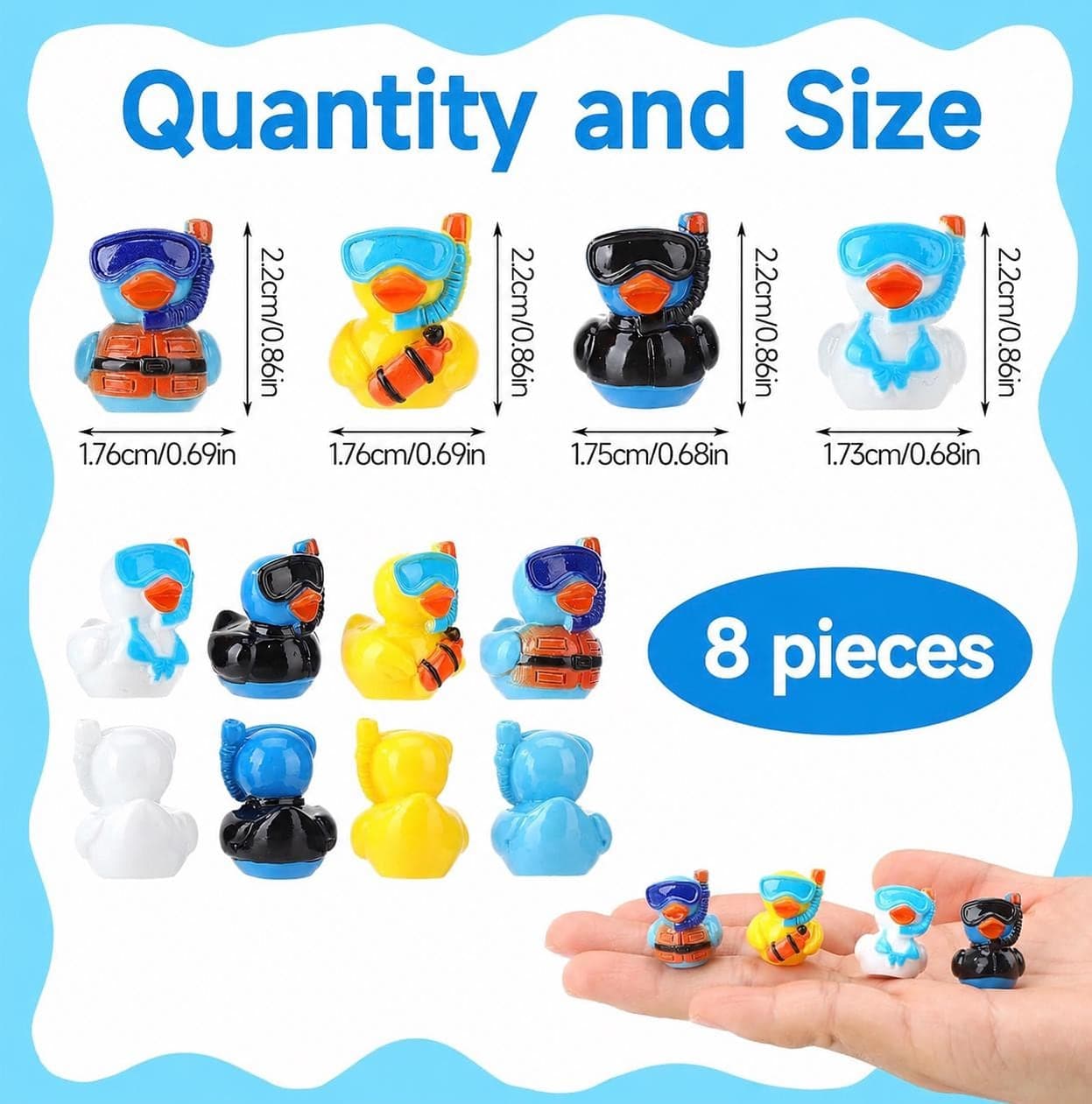 8 Mini Snorkeling Resin Ducks Set - Thumbnail 2