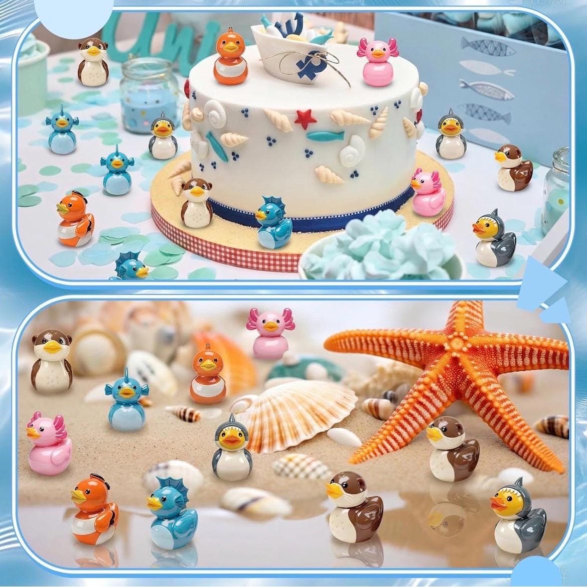 Set of 5 Marine Animal Mini Resin Ducks, Shark, Fish, Otter, Axolotl, Clownfish - Thumbnail 4