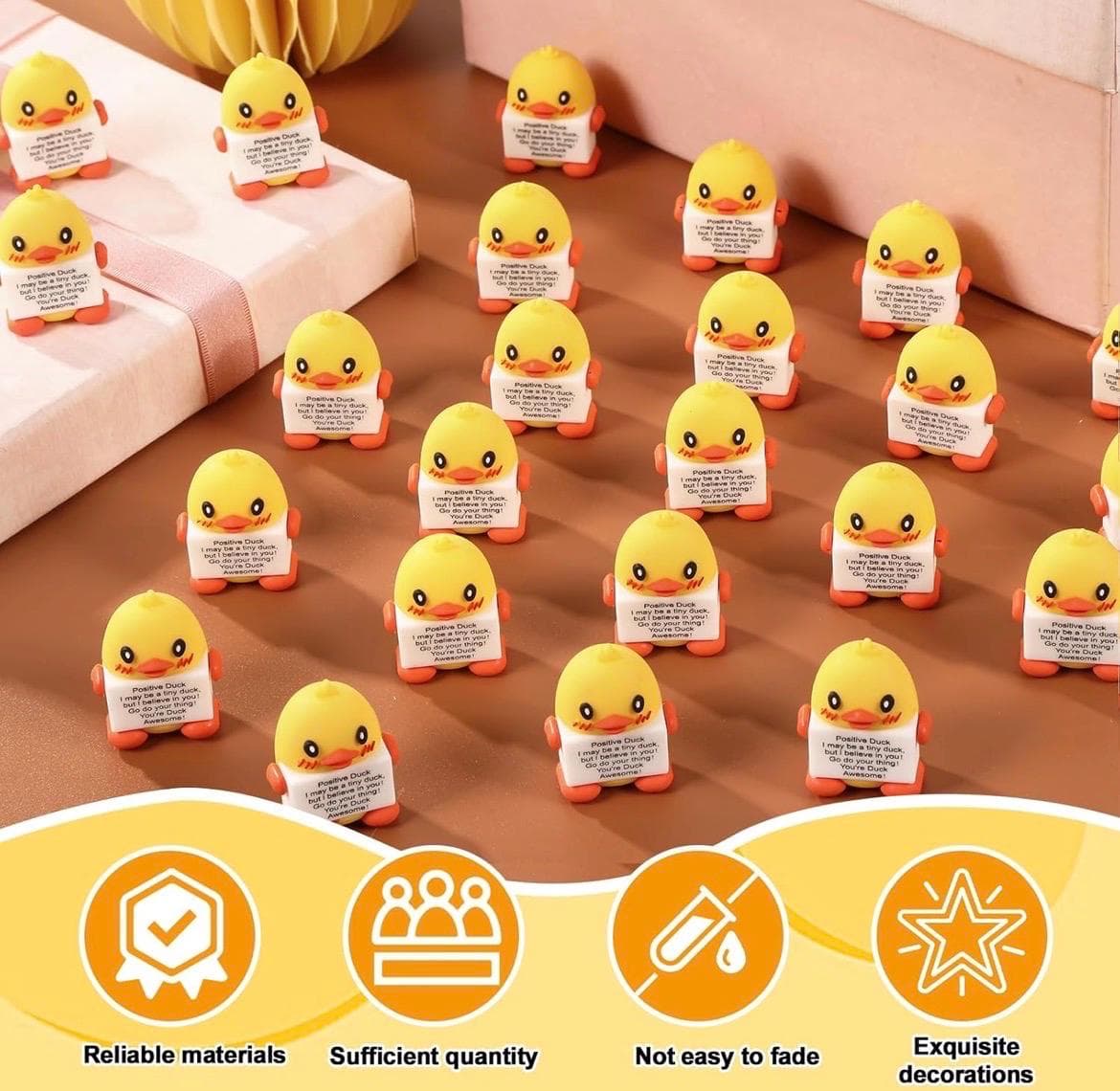 6pc Positive Duck Mini Rubber Duck Gifts, Inspirational Encouragement Ducks, Motivational Appreciation Gifts for Coworkers Teachers Staff - Thumbnail 8