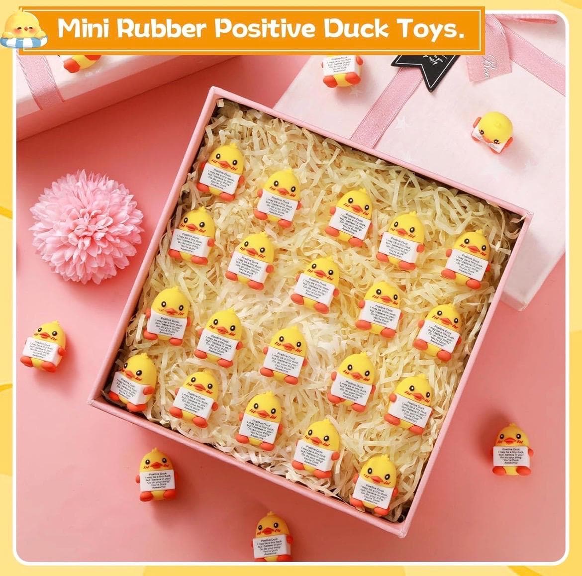 6pc Positive Duck Mini Rubber Duck Gifts, Inspirational Encouragement Ducks, Motivational Appreciation Gifts for Coworkers Teachers Staff - Thumbnail 7