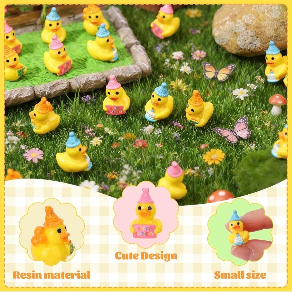 6 Pc Birthday Ducks Mini Resin Duck Set, Tiny Birthday Party Ducks, Small Ducky Figurines for Cake Toppers, Jeep Ducks, Cruise Ducks, Party - Thumbnail 6