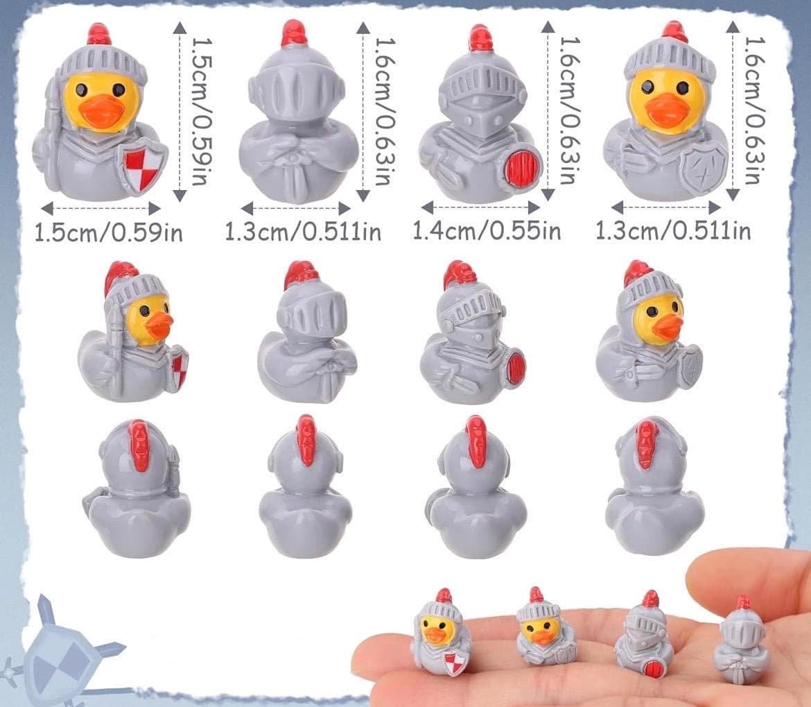 8pc Medieval Knight Mini Resin Ducks Set, Tiny Knight Duck Figures, Cruise Ducks, Jeep Ducks, Carnival Party Favors, Fantasy Duck Toys - Thumbnail 2