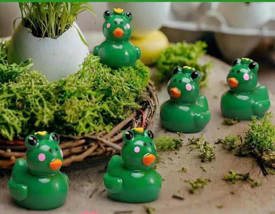 Set of 5 Resin Frog Ducks, Miniature Fairy Garden Decor - Thumbnail 4