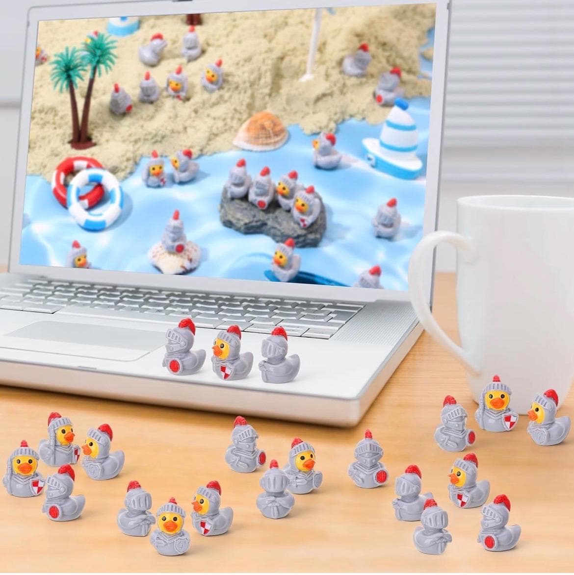 8pc Medieval Knight Mini Resin Ducks Set, Tiny Knight Duck Figures, Cruise Ducks, Jeep Ducks, Carnival Party Favors, Fantasy Duck Toys - Thumbnail 4