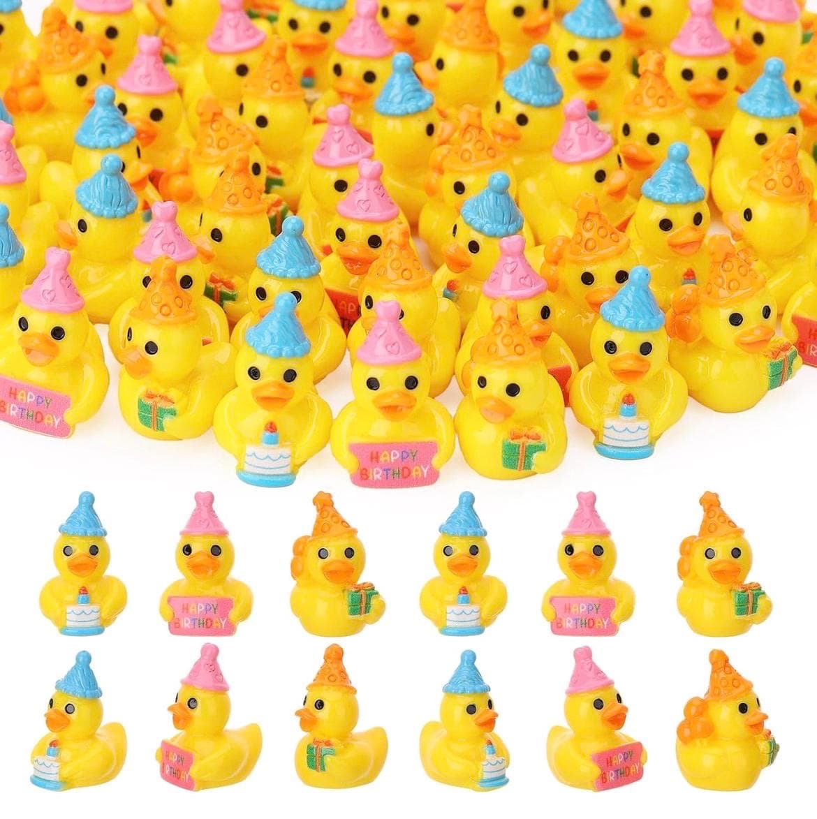 6 Pc Birthday Ducks Mini Resin Duck Set, Tiny Birthday Party Ducks, Small Ducky Figurines for Cake Toppers, Jeep Ducks, Cruise Ducks, Party - Thumbnail 8