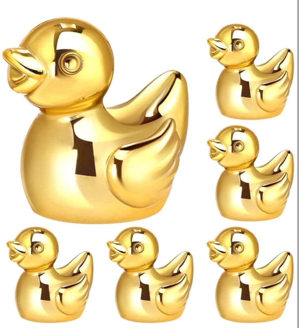 4PCS Gold Plated Resin Ducks, 2 Inch Luxury Rubber Duck Figurines, Metallic Gold Duck Decor for Cruise Ducks, Jeep Ducks, Bathroom & Office - Thumbnail 5