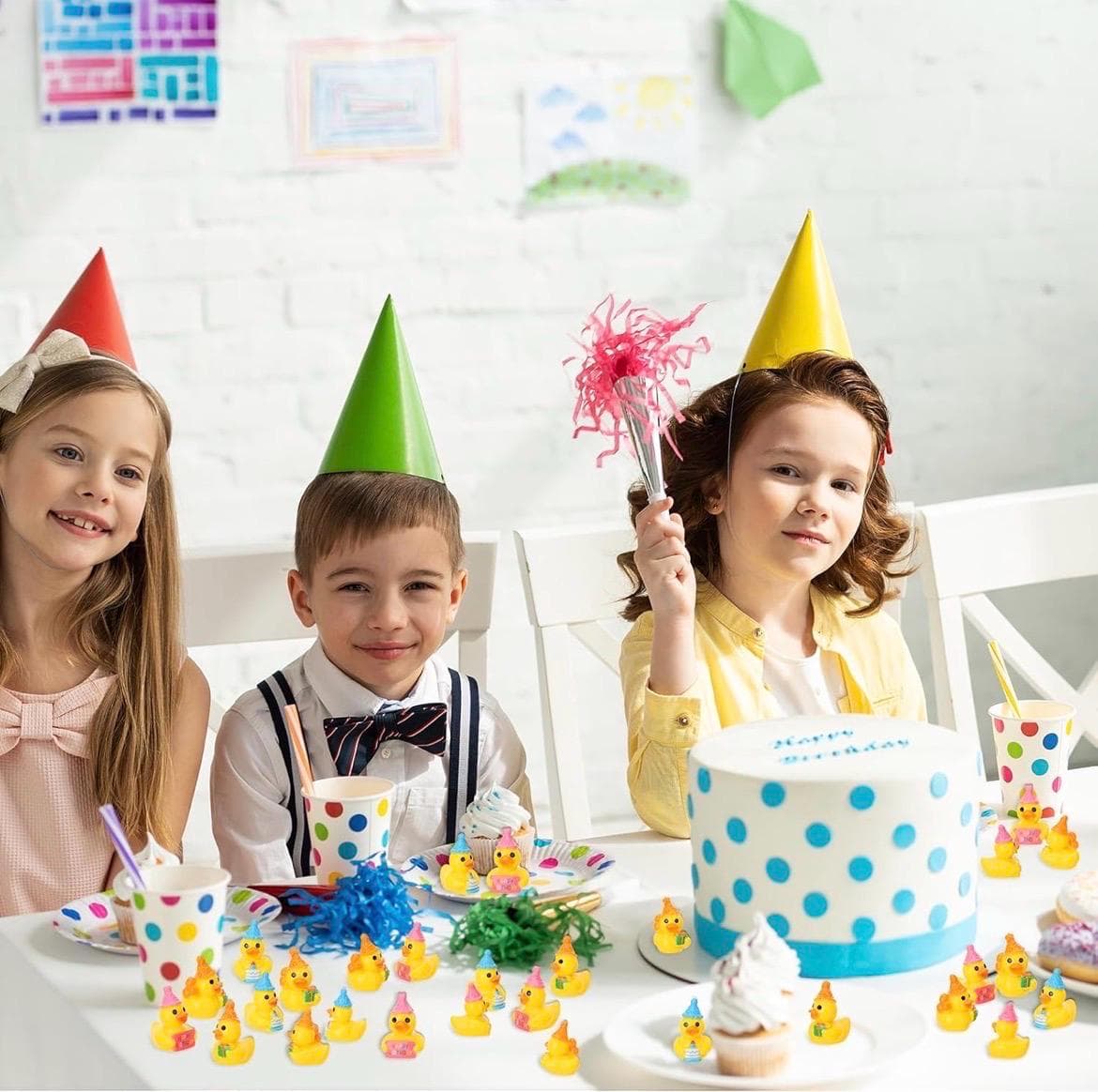 6 Pc Birthday Ducks Mini Resin Duck Set, Tiny Birthday Party Ducks, Small Ducky Figurines for Cake Toppers, Jeep Ducks, Cruise Ducks, Party - Thumbnail 4