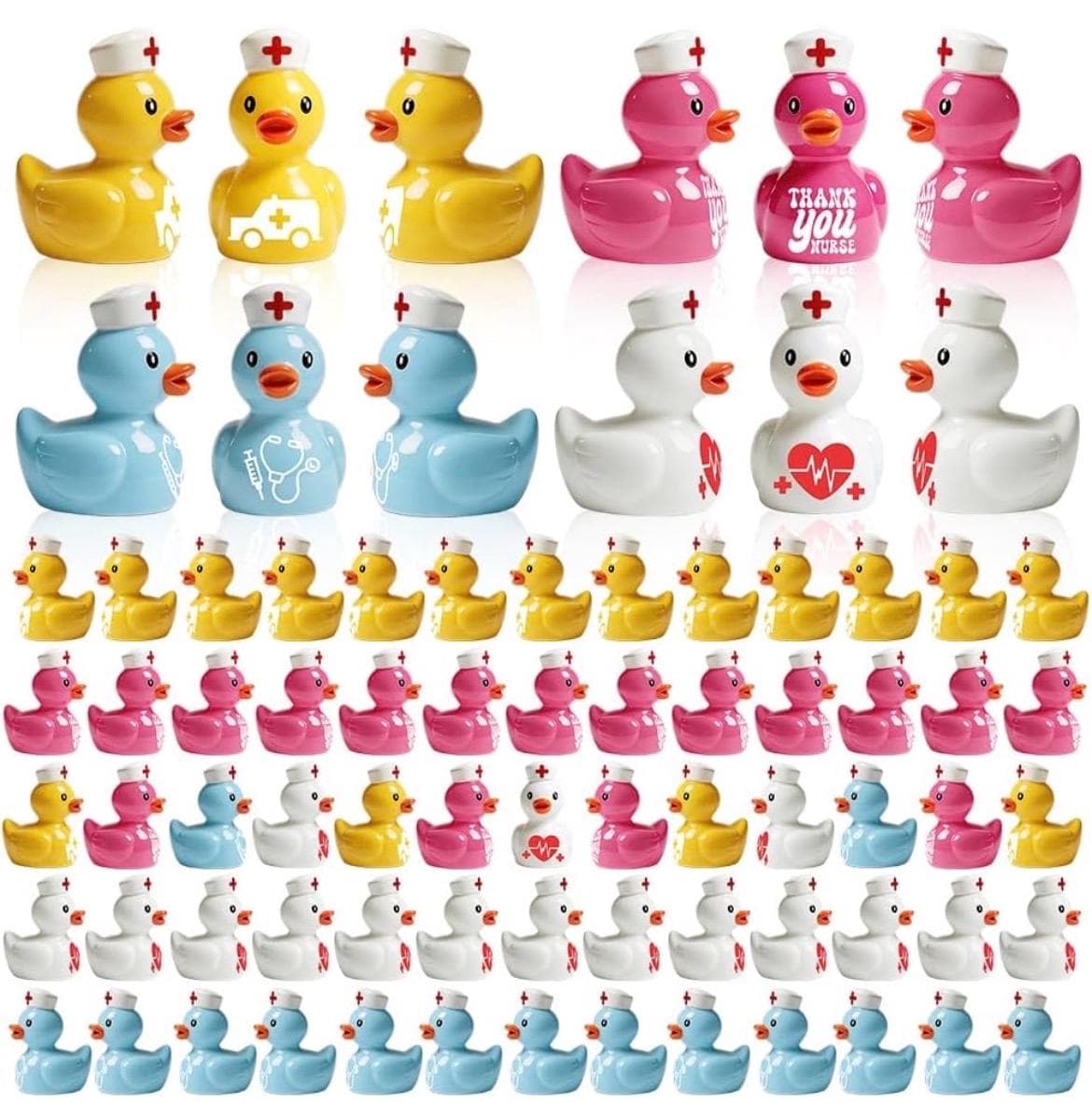 8pc Colorful Nurse Ducks Set, Mini Resin Nurse Duck Figurines, Nurse Appreciation Gift, Cruise Ducks, Jeep Ducks, Desk Decor - Thumbnail 3