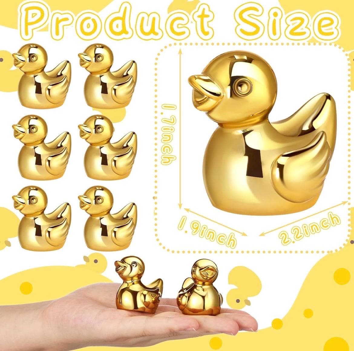 4PCS Gold Plated Resin Ducks, 2 Inch Luxury Rubber Duck Figurines, Metallic Gold Duck Decor for Cruise Ducks, Jeep Ducks, Bathroom & Office - Thumbnail 2