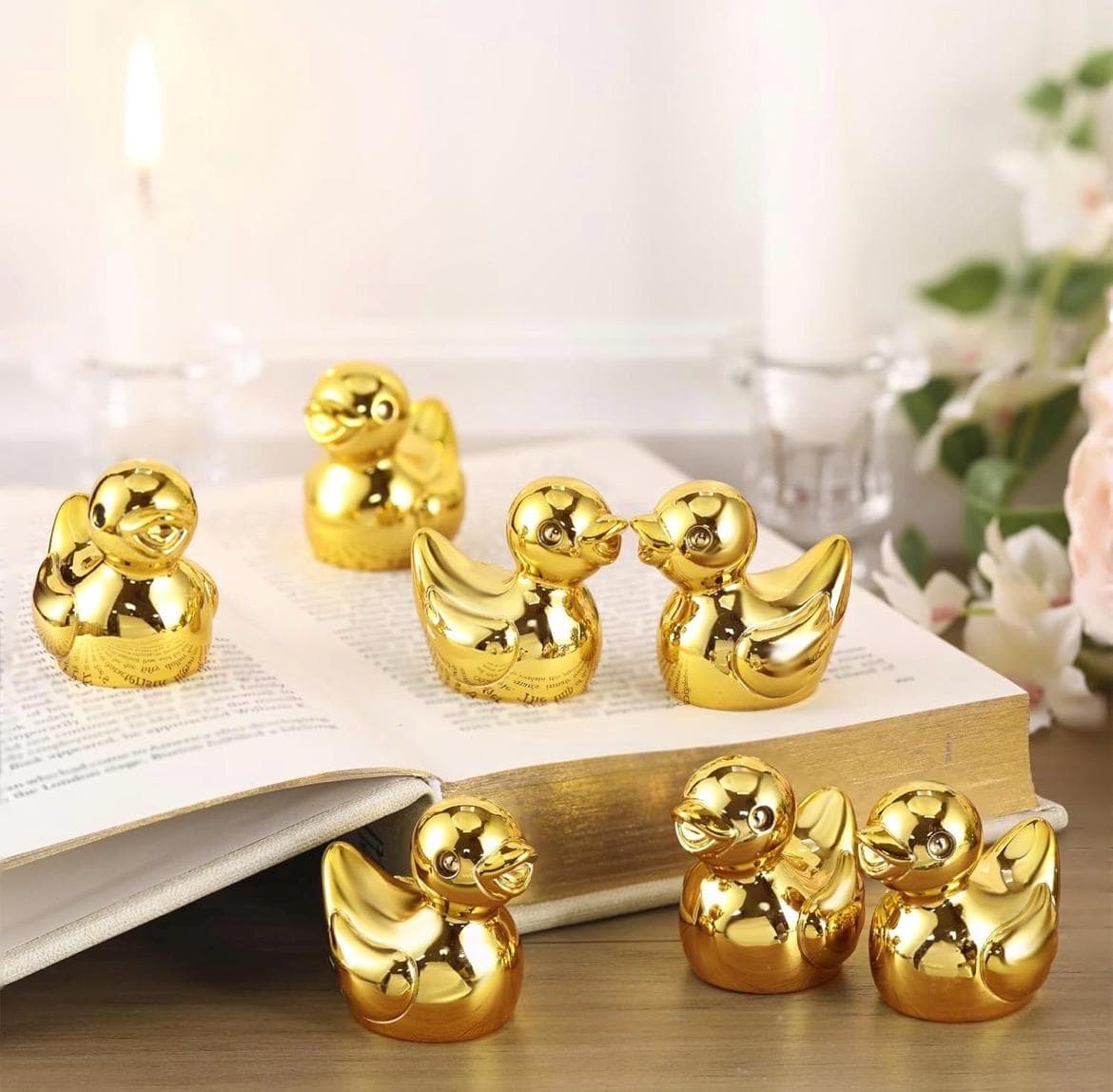 4PCS Gold Plated Resin Ducks, 2 Inch Luxury Rubber Duck Figurines, Metallic Gold Duck Decor for Cruise Ducks, Jeep Ducks, Bathroom & Office - Thumbnail 3