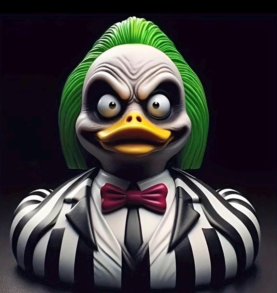 Beetlejuice Inspired Duck Figurine, Hand Painted Resin Horror Duck, Halloween Cruise Duck, Jeep Duck Decor, Spooky Collectible Gift - Thumbnail 7