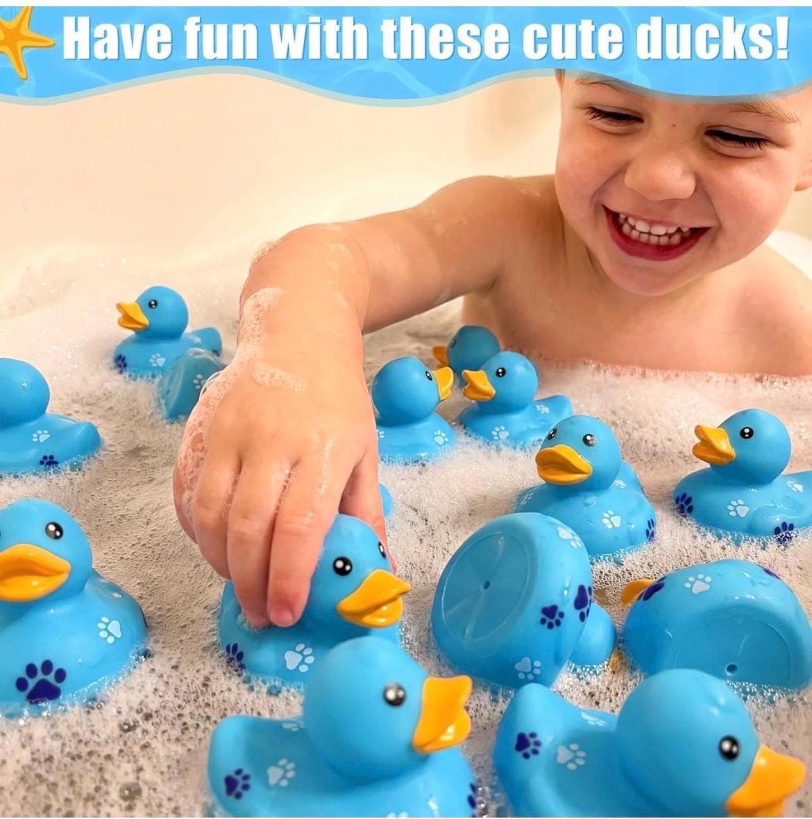 8 Pcs 2” Blue Dog Paw Rubber Ducks – 2 Inch Rubber Duck, Jeep & Cruise Ducks - Thumbnail 6