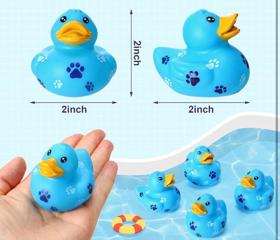 8 Pcs 2” Blue Dog Paw Rubber Ducks – 2 Inch Rubber Duck, Jeep & Cruise Ducks - Thumbnail 2