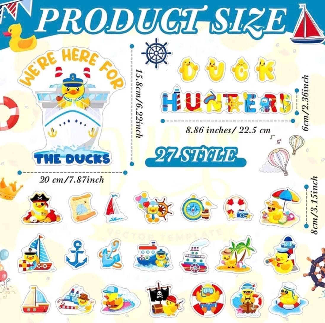27pcs Large Cruise Ship Door Magnetic Decoration Set | Porthole Magnetic Decals & Summer Rubber Duck Themes - Thumbnail 4