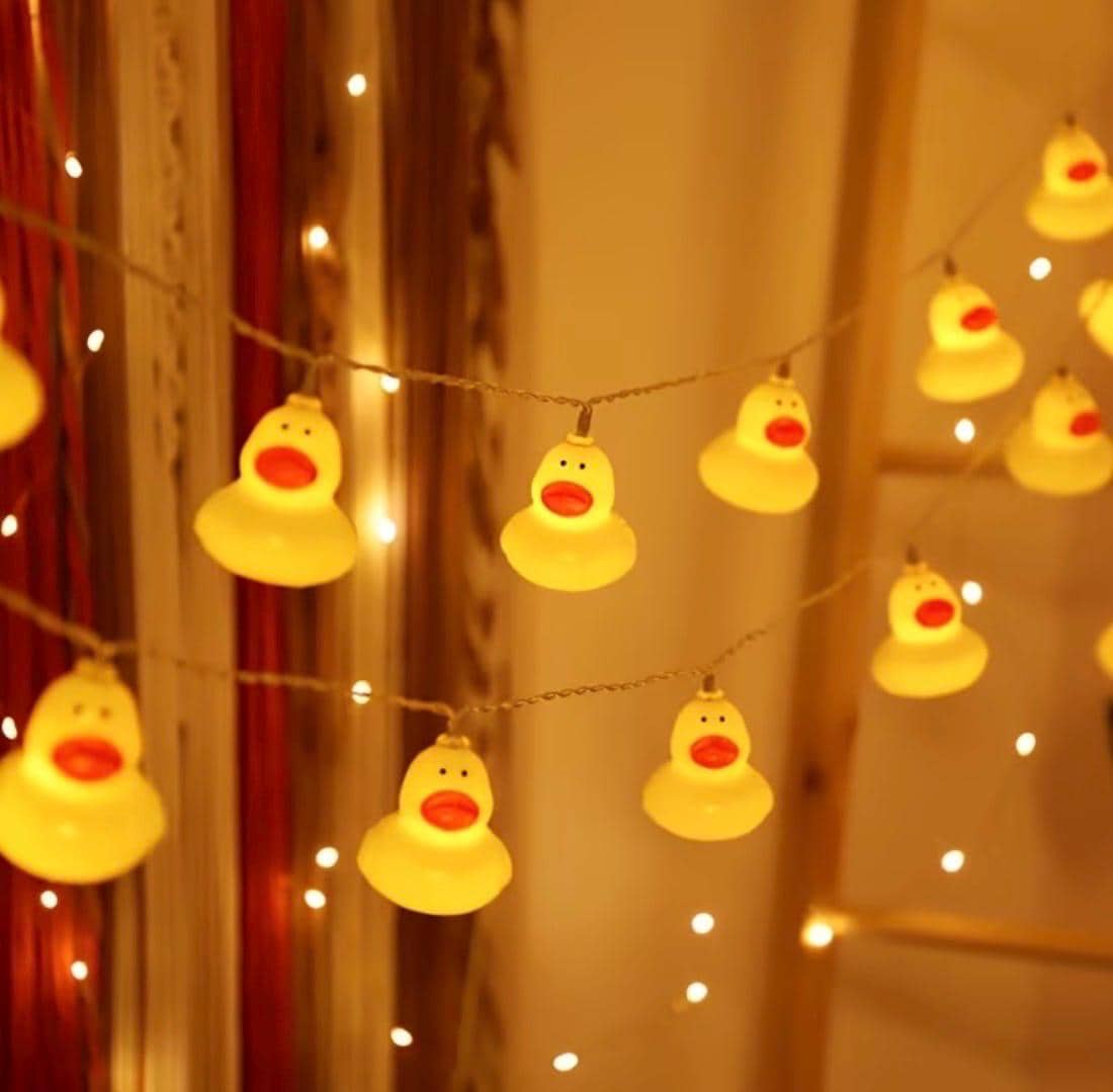 10 LED Yellow Duck String Lights Battery Operated Cruise Cabin Decor Jeep Duck Lights Easter Bedroom Party Decor No Plug - Thumbnail 6