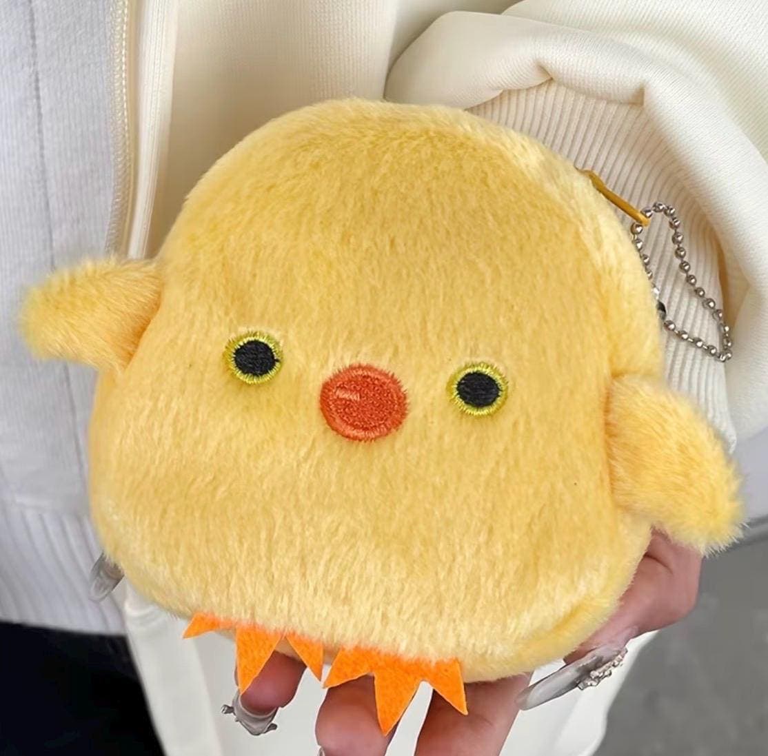 Cute Plush Duck Coin Purse Keychain – Soft Chick Zipper Wallet for Keys, Cash and Cards, Jeep Duck & Cruise Duck Lover Gift - Thumbnail 3