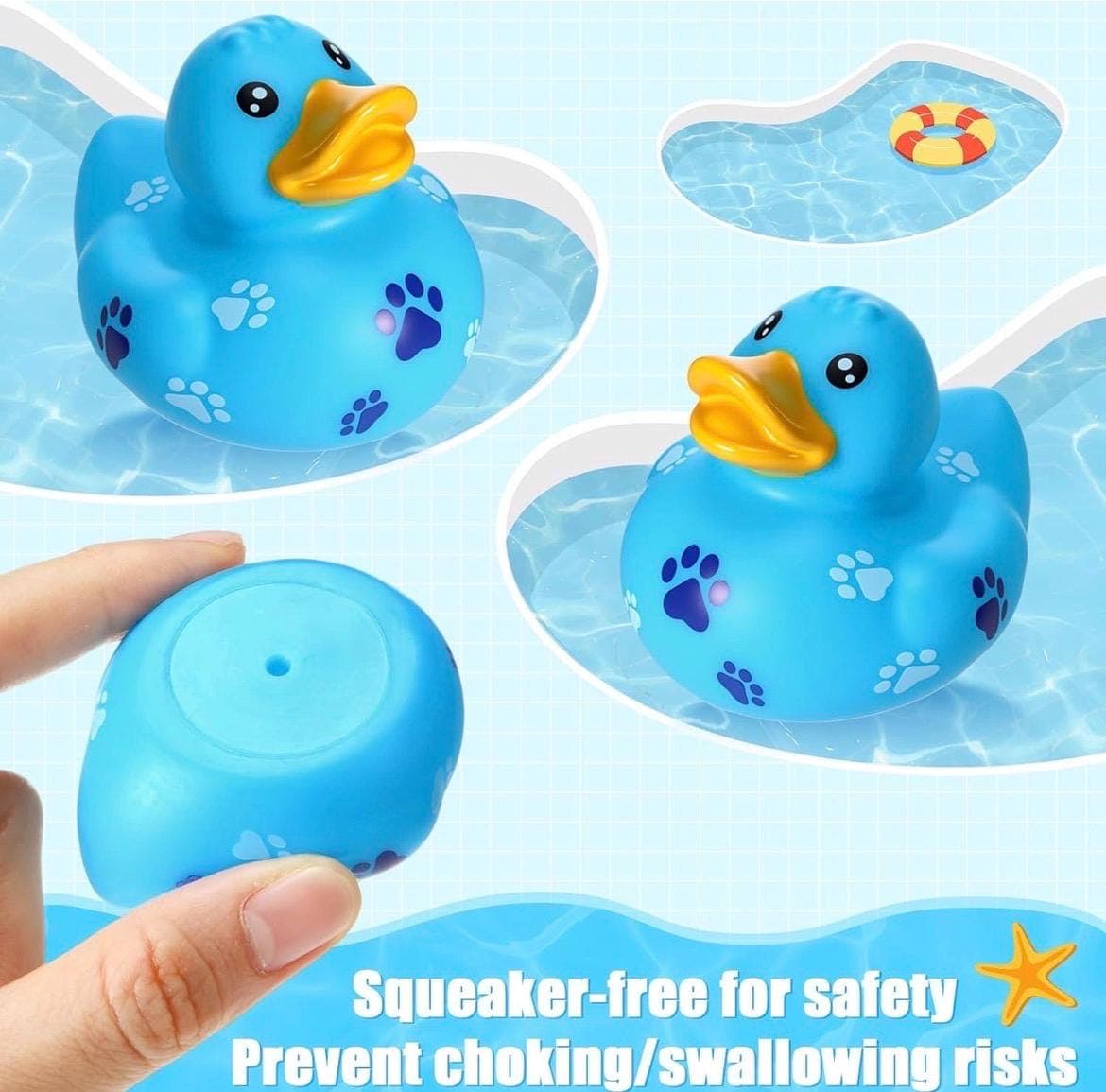 8 Pcs 2” Blue Dog Paw Rubber Ducks – 2 Inch Rubber Duck, Jeep & Cruise Ducks - Thumbnail 4