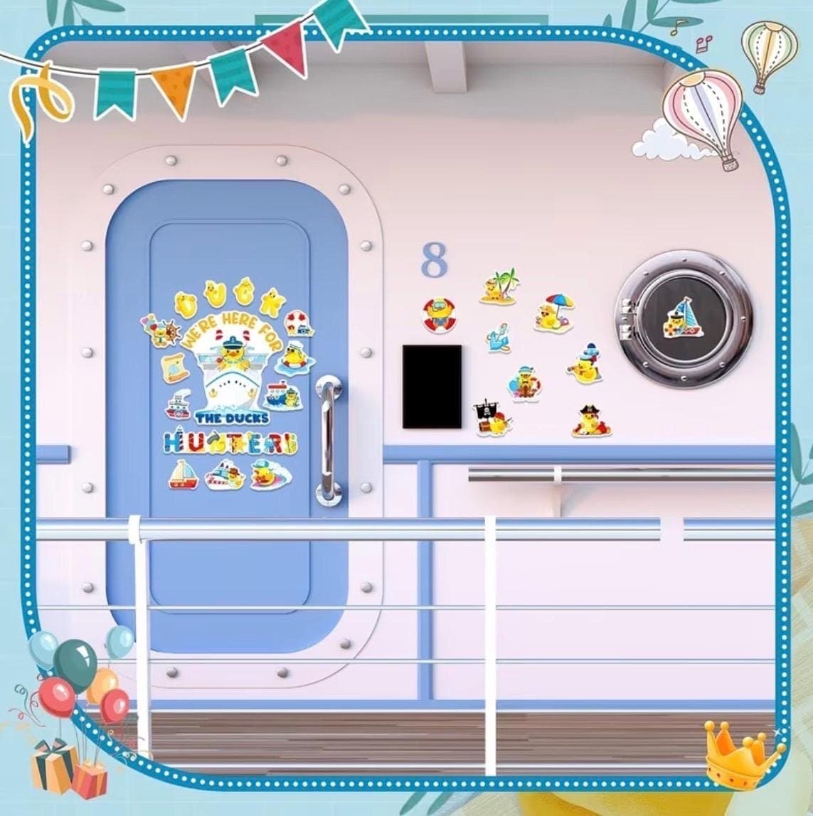 27pcs Large Cruise Ship Door Magnetic Decoration Set | Porthole Magnetic Decals & Summer Rubber Duck Themes - Thumbnail 6