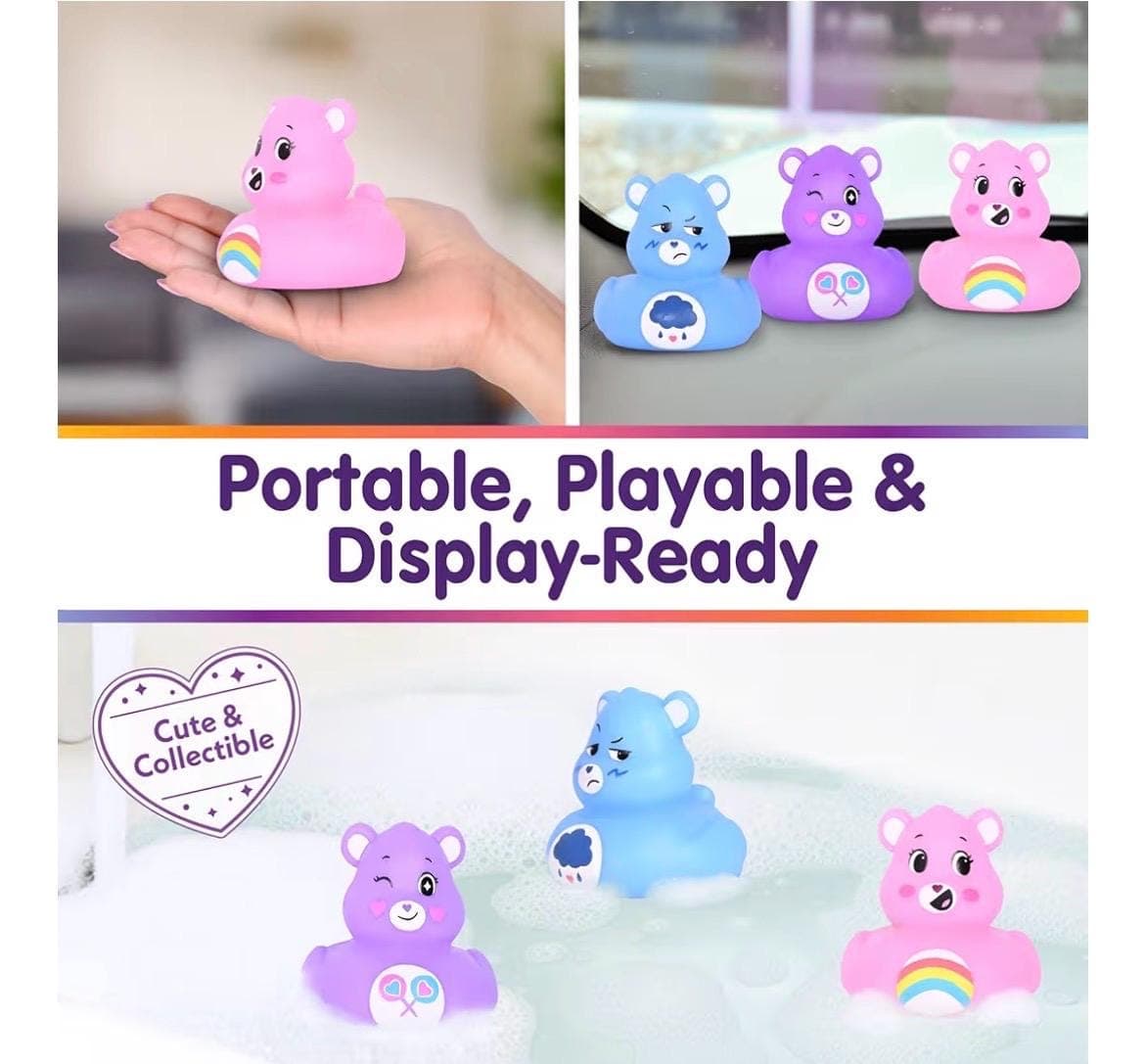 Care Bears Rubber Duck 3 Pack – Cheer Bear, Share Bear & Grumpy Bear Collectible Ducks, Bath Toys, Cruise Ducks and Jeep Dashboard Decor - Thumbnail 7