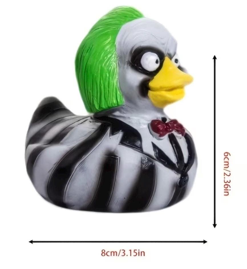 Beetlejuice Inspired Duck Figurine, Hand Painted Resin Horror Duck, Halloween Cruise Duck, Jeep Duck Decor, Spooky Collectible Gift - Thumbnail 2