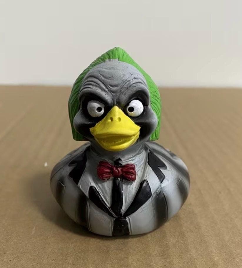 Beetlejuice Inspired Duck Figurine, Hand Painted Resin Horror Duck, Halloween Cruise Duck, Jeep Duck Decor, Spooky Collectible Gift - Thumbnail 5