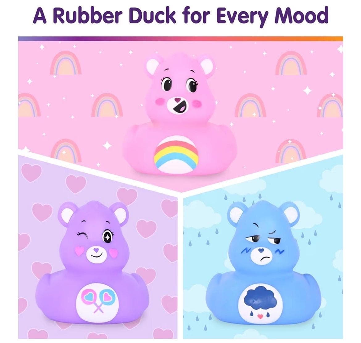 Care Bears Rubber Duck 3 Pack – Cheer Bear, Share Bear & Grumpy Bear Collectible Ducks, Bath Toys, Cruise Ducks and Jeep Dashboard Decor - Thumbnail 4