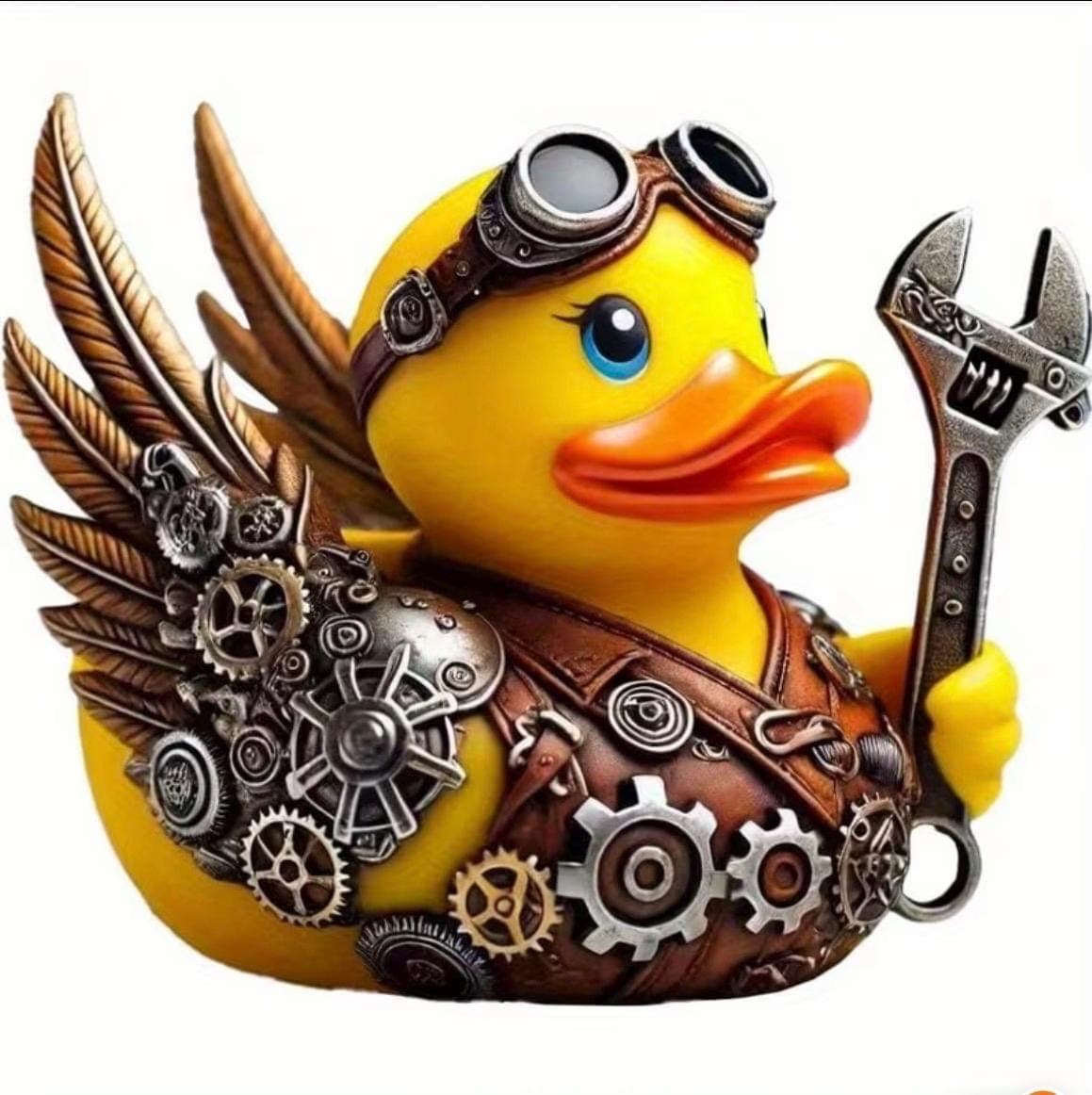 Steampunk Gear Rubber Duck Resin Figurine | Mechanical Duck Collectible with Wings & Wrench | Cruise Duck Jeep Duck Gift Decor - Thumbnail 3
