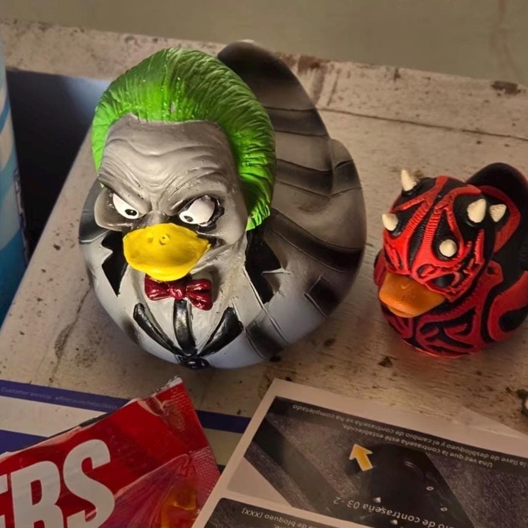 Beetlejuice Inspired Duck Figurine, Hand Painted Resin Horror Duck, Halloween Cruise Duck, Jeep Duck Decor, Spooky Collectible Gift - Thumbnail 3