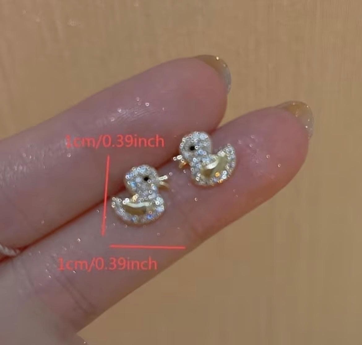 Lucky Duck Stud Earrings – 18K Gold Plated Cute Duck Earrings for Women, Sparkly Duck Ear Jewelry, Daily Wear Gift for Duck Lovers - Thumbnail 2