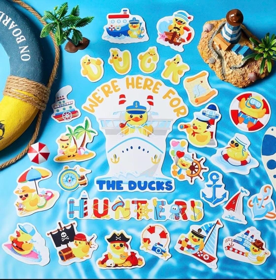 27pcs Large Cruise Ship Door Magnetic Decoration Set | Porthole Magnetic Decals & Summer Rubber Duck Themes - Thumbnail 5