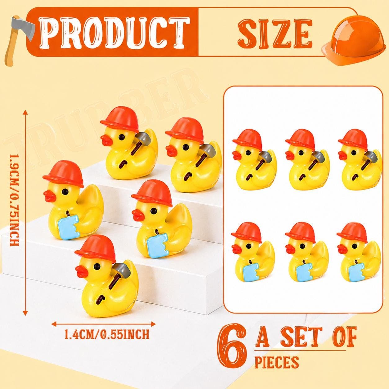 6pc Engineer Resin Ducks, Mini Construction Ducklings, Tool Clipboard Styles, Jeep Cruise Decor - Thumbnail 2
