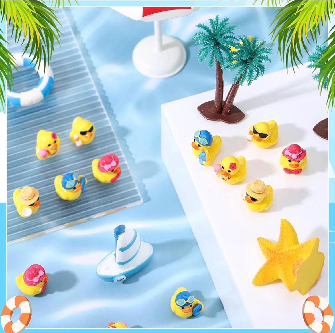 Mini Resin Beach Ducks Set, Summer Party Favors, Cruise Jeep Ducking Collectibles - Thumbnail 4