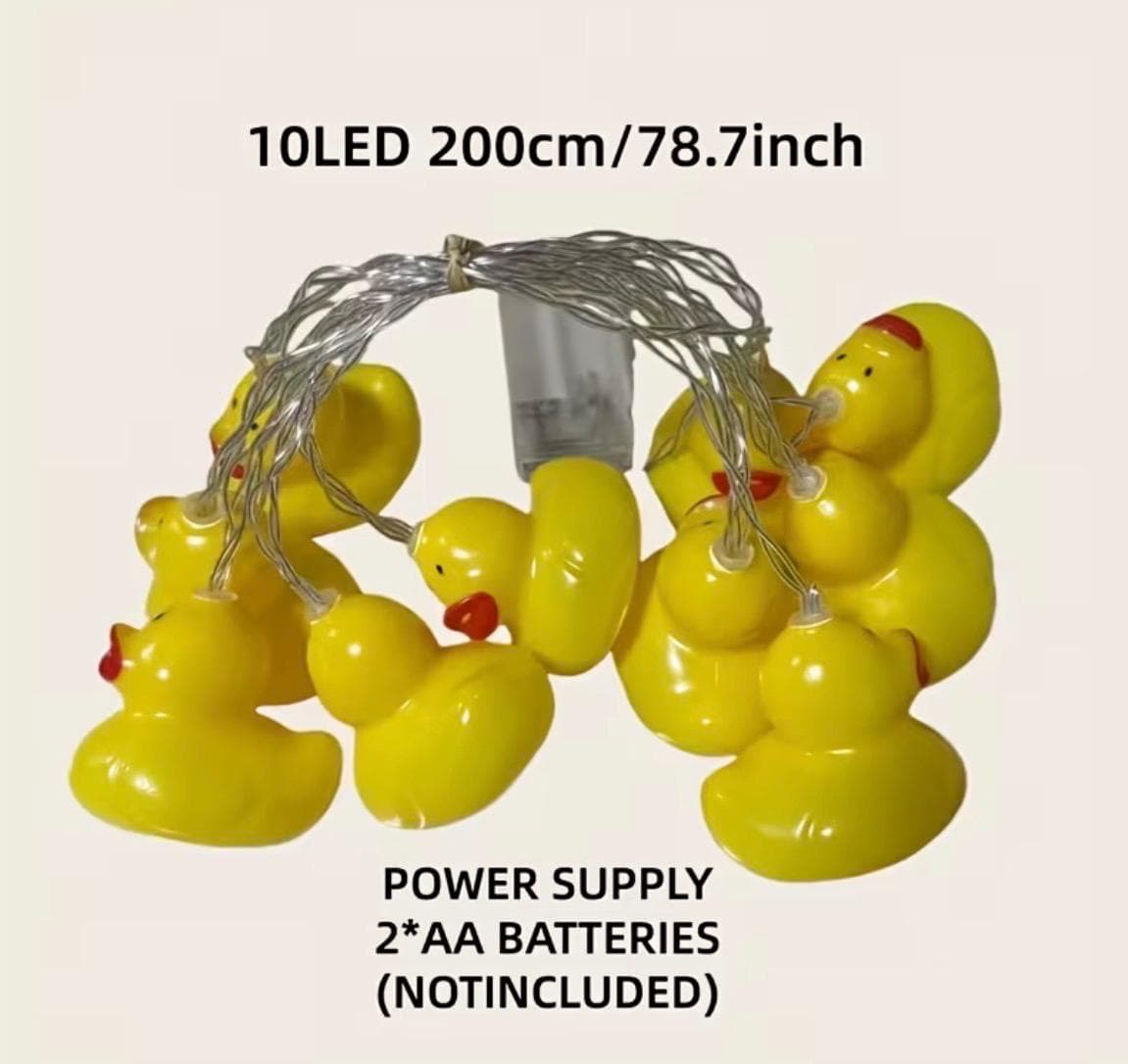 10 LED Yellow Duck String Lights Battery Operated Cruise Cabin Decor Jeep Duck Lights Easter Bedroom Party Decor No Plug - Thumbnail 3