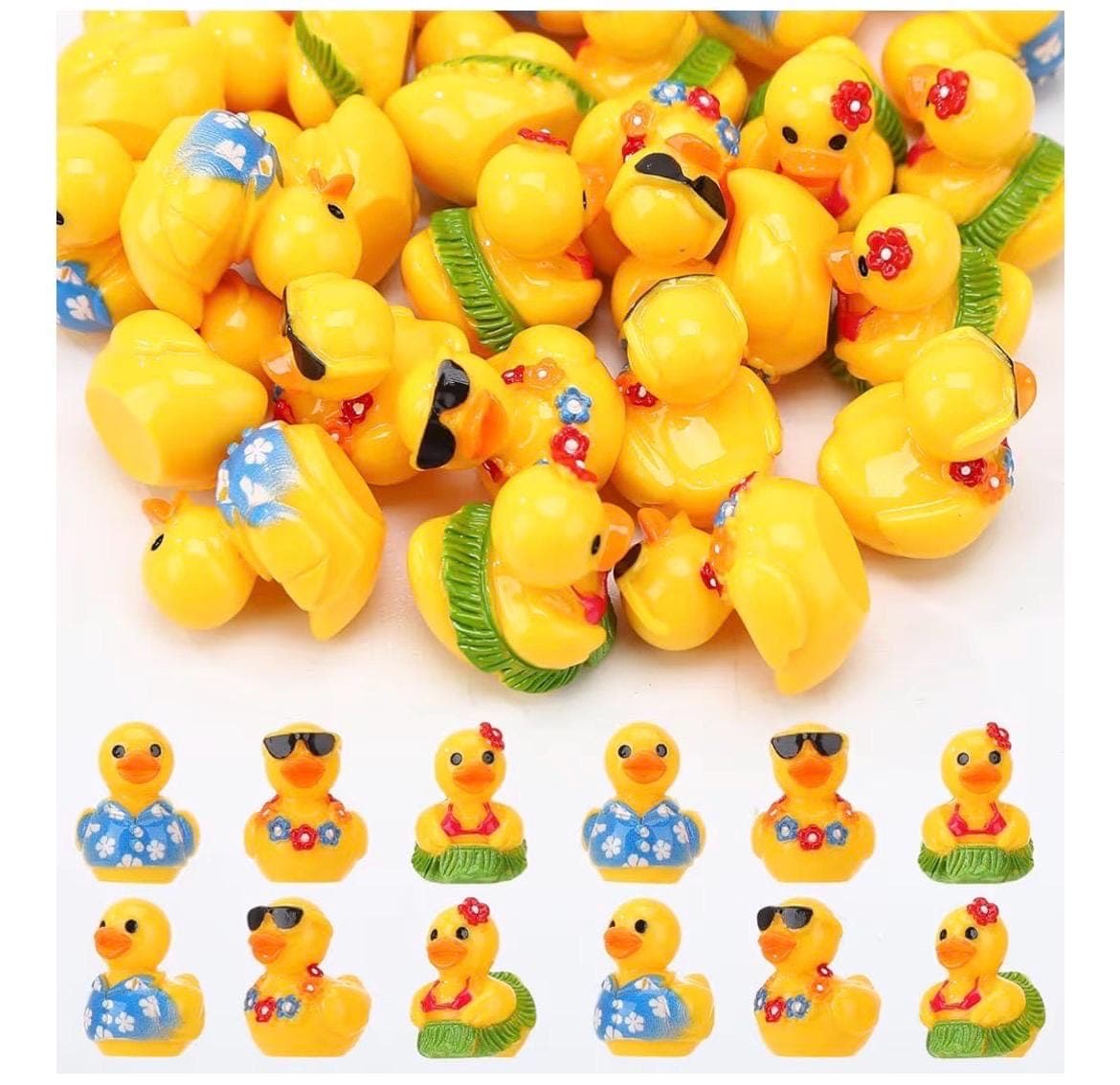 6PCS Hawaiian Summer Mini Resin Ducks - Thumbnail 3