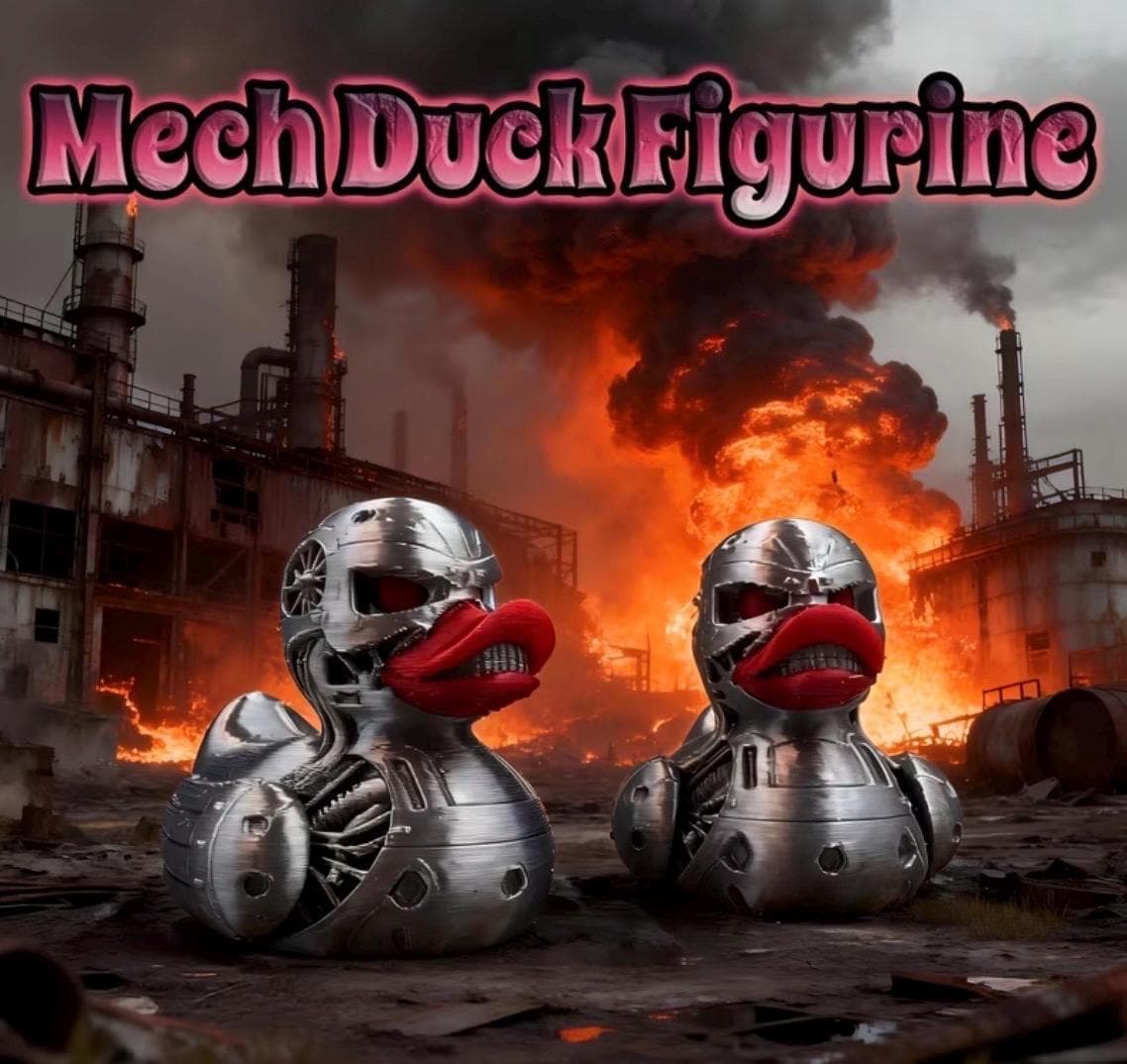 Mechanical Mech Duck Figurine, 3D Printed Robot Duck Collectible, Cyberpunk Duck Decor, Sci-Fi Cruise Duck, Jeep Duck Gift - Thumbnail 3