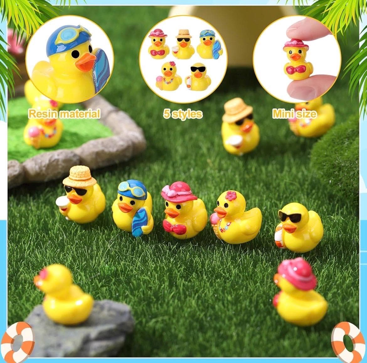 Mini Resin Beach Ducks Set, Summer Party Favors, Cruise Jeep Ducking Collectibles - Thumbnail 5
