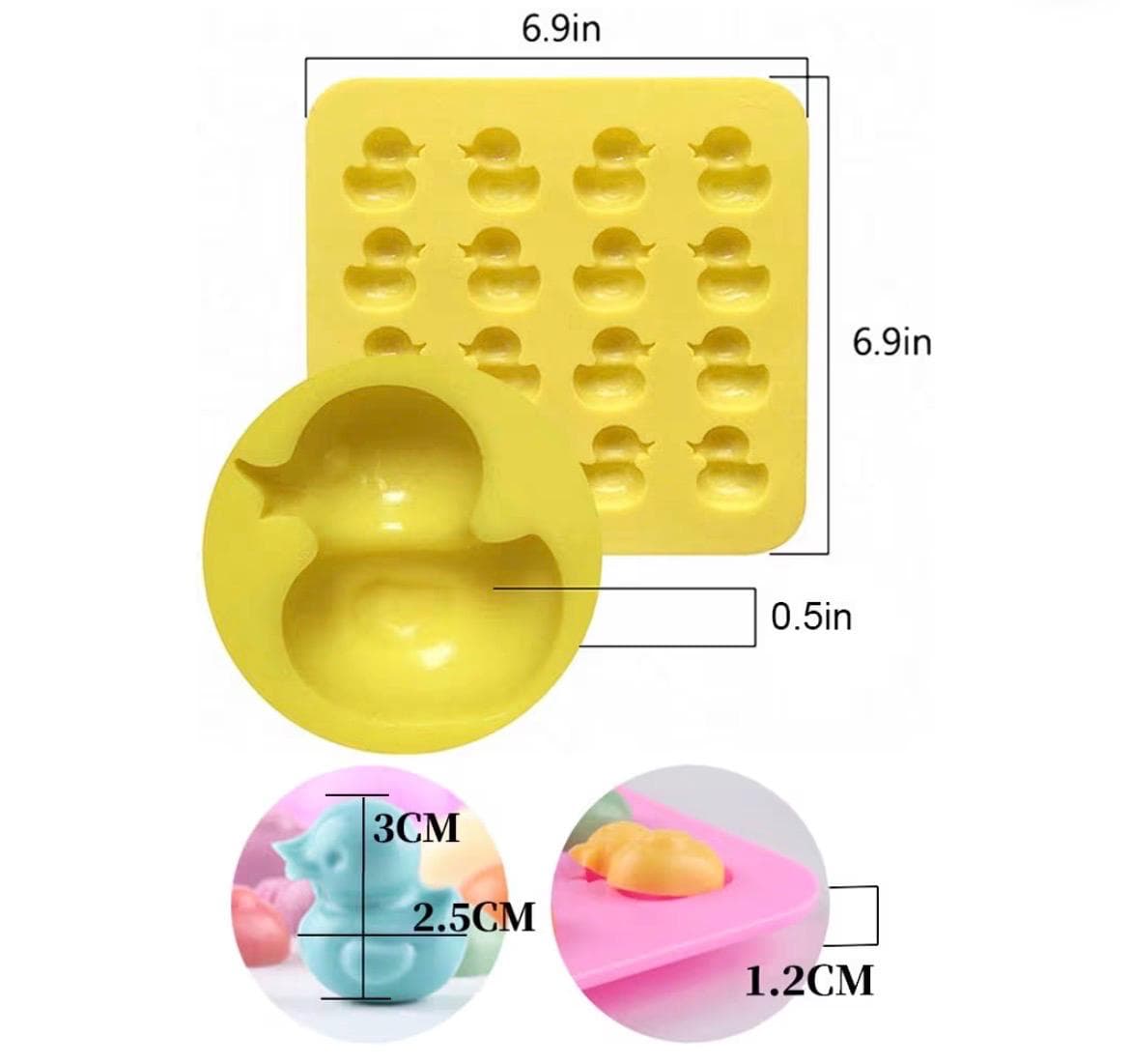 Mini Rubber Duck Silicone Mold | Candy, Chocolate, Fondant, Soap Tray - Thumbnail 2