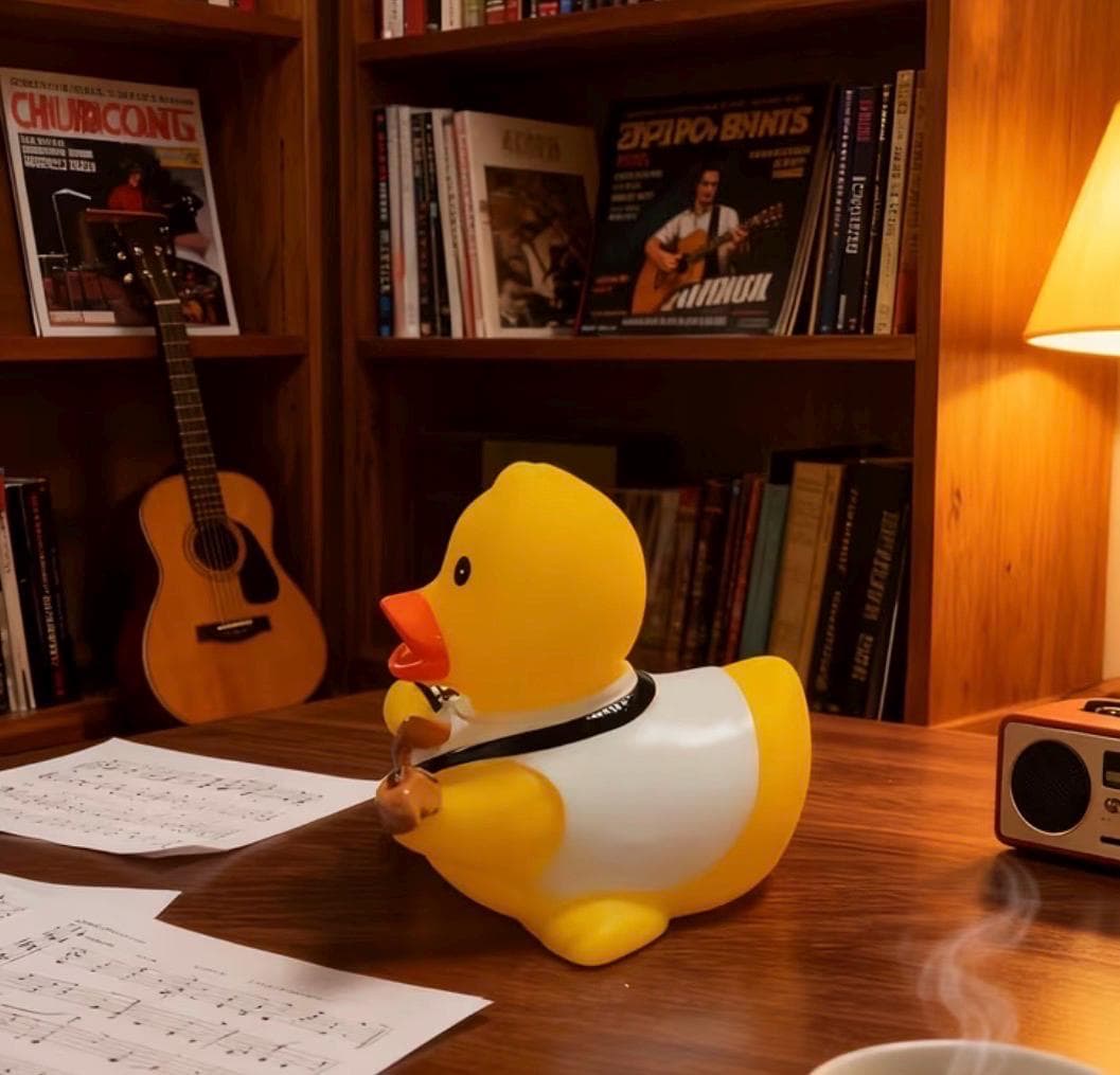 Cute Guitar Rubber Duck Musician Figurine | Music Lover Duck Statue for Studio Desk Decor | Cruise Duck Jeep Duck Gift for Guitar Players - Thumbnail 3