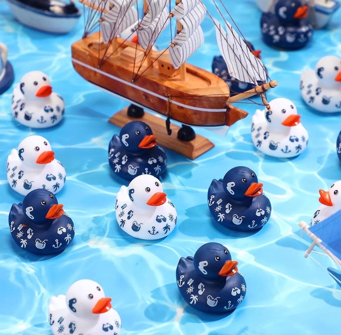 8pcs Cruise Ducks for Hiding – 2 Inch Mini Rubber Duck Set, 4 Blue & 4 White Nautical Ducks for Cruise Ships, Jeep Ducking and Gifts - Thumbnail 4