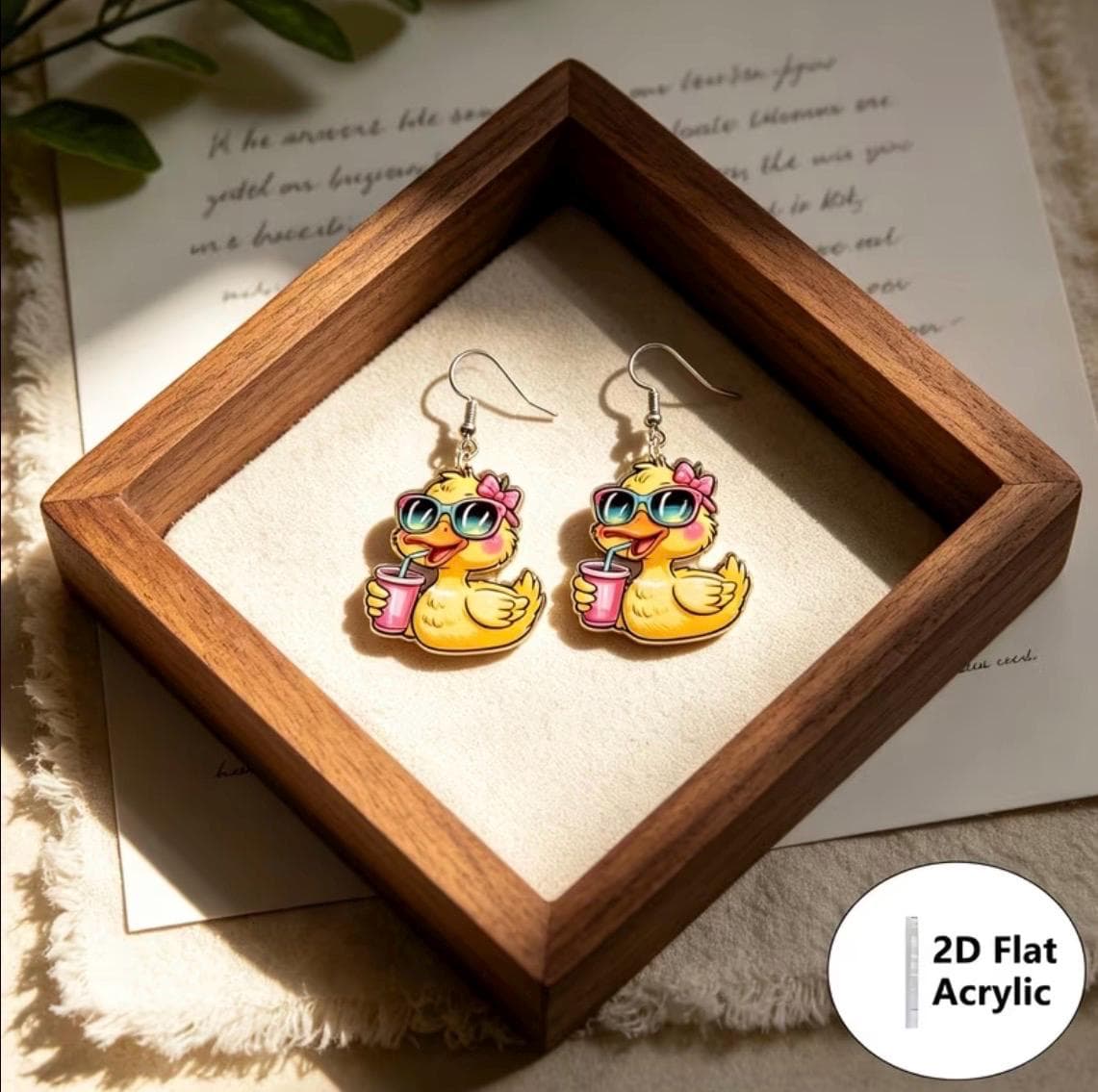 Cute Duck Acrylic Earrings 1 Pair – 2D Flat Cartoon Duck Dangle Earrings, Lightweight Duck Lover Jewelry, Cruise Duck & Jeep Duck Gift - Thumbnail 5