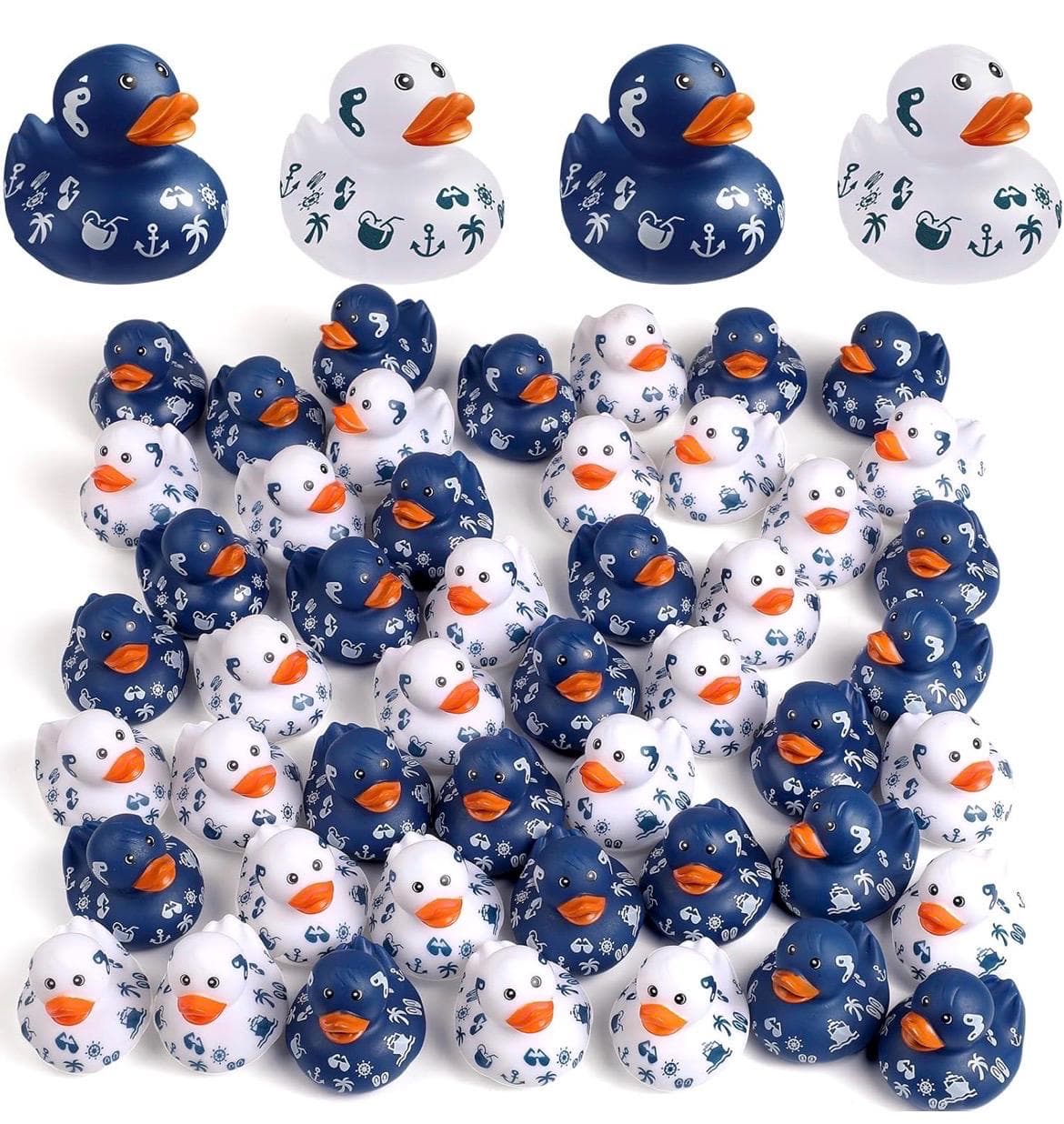 8pcs Cruise Ducks for Hiding – 2 Inch Mini Rubber Duck Set, 4 Blue & 4 White Nautical Ducks for Cruise Ships, Jeep Ducking and Gifts - Thumbnail 5