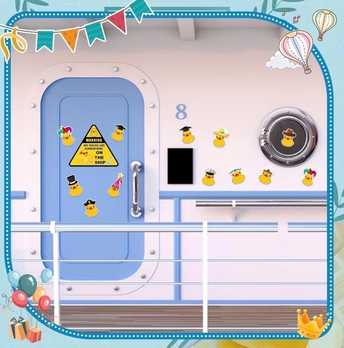 13PCS Cruise Duck Magnets Set, Rubber Duck Magnetic Stickers for Cruise Cabin Door, Cute Refrigerator & Car Magnets, Reusable Non-Adhesive - Thumbnail 4