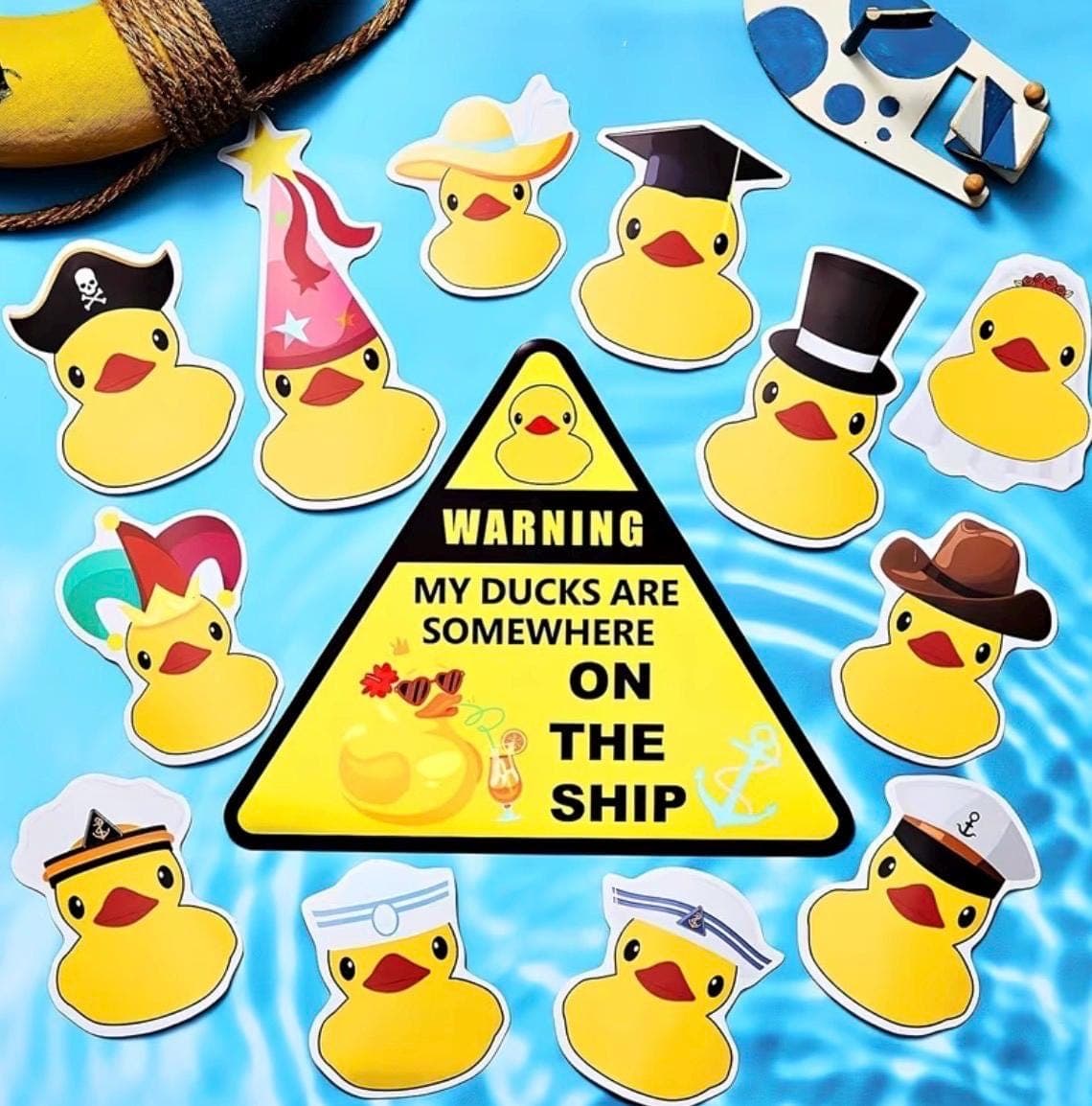 13PCS Cruise Duck Magnets Set, Rubber Duck Magnetic Stickers for Cruise Cabin Door, Cute Refrigerator & Car Magnets, Reusable Non-Adhesive - Image 1