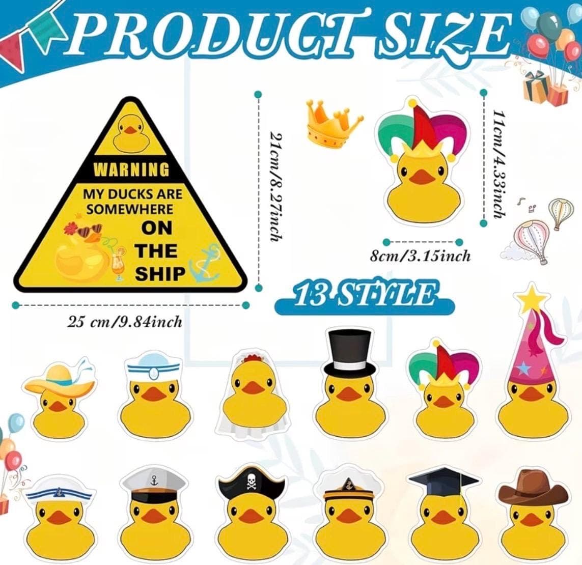 13PCS Cruise Duck Magnets Set, Rubber Duck Magnetic Stickers for Cruise Cabin Door, Cute Refrigerator & Car Magnets, Reusable Non-Adhesive - Thumbnail 3