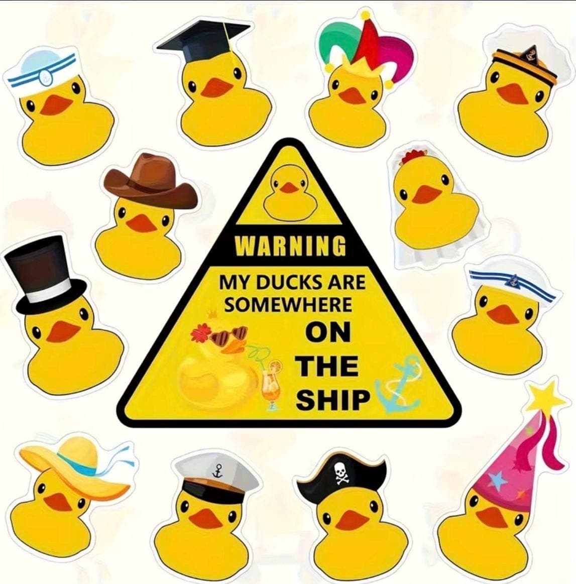 13PCS Cruise Duck Magnets Set, Rubber Duck Magnetic Stickers for Cruise Cabin Door, Cute Refrigerator & Car Magnets, Reusable Non-Adhesive - Thumbnail 5
