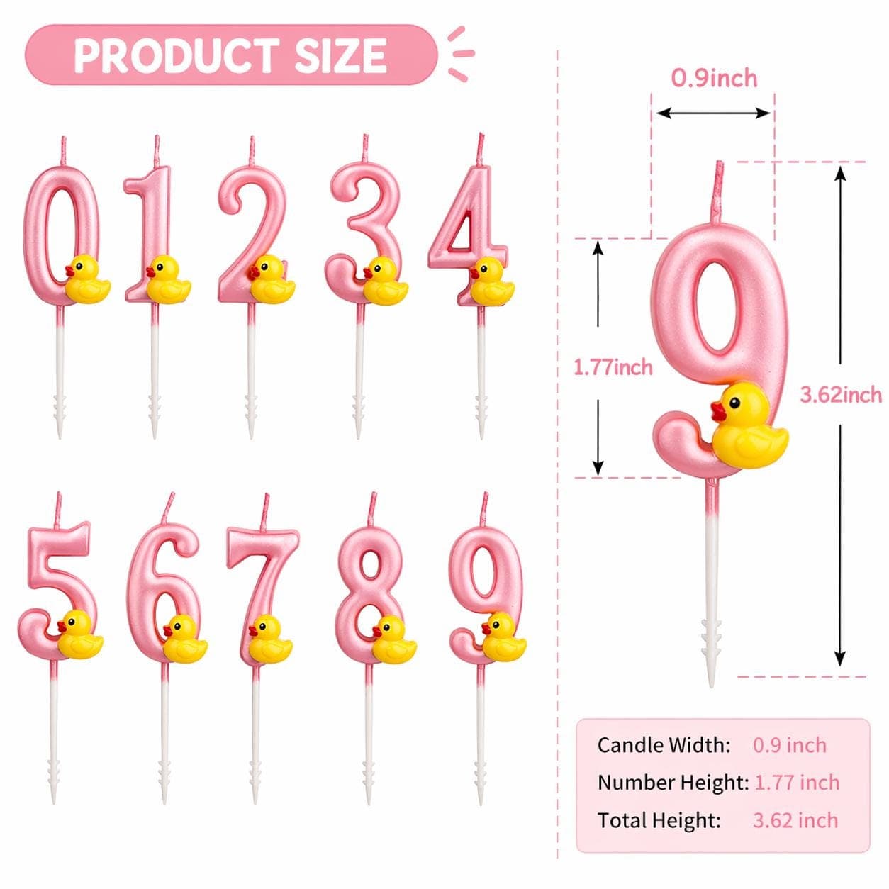 Duck Charm Number Candles Set 0–9 – Silicone Rubber Duck Cake Topper - Thumbnail 6